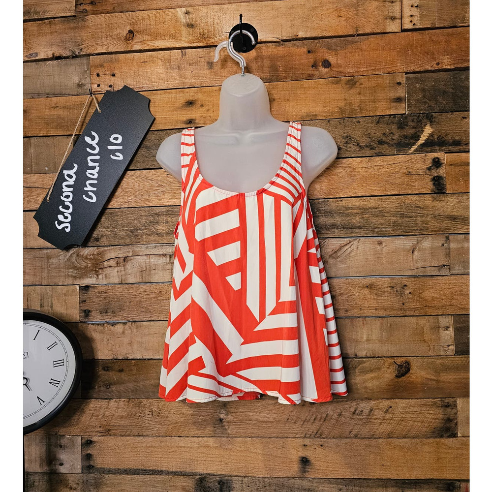 SALE-Rosebud women's alloy orange and cream light weight flowing tank size small